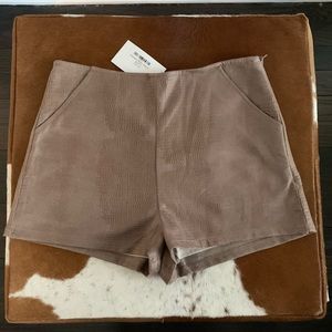 Tan Snakeskin Shorts with Pockets